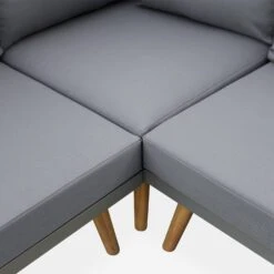 Salon De Jardin Bois 5 Places Couleur : Gris / Gris -Sweeek AC0012GY 03