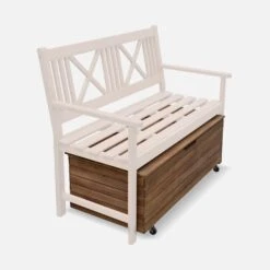 Coffre De Jardin Bois 110L Avec Vérins Et Roulettes -Sweeek ACBOX107NAT 04
