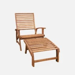 Chaise Avec Repose-pied Bois (lot De 2) -Sweeek ACRLXFTBGX2 05