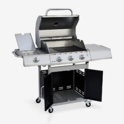 Barbecue Gaz 4 Brûleurs Dont 1 Feu Latéral Avec Housse Couleur : Noir -Sweeek BBQ3593BKCOV 03