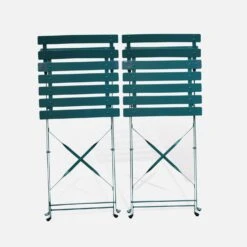 Chaise De Jardin Pliable Métal (lot De 2) Couleur : Bleu Canard -Sweeek BS2CHRBD 03