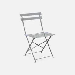 Table De Jardin Bistrot Pliable Métal, 2 Chaises Couleur : Gris Taupe -Sweeek BS60C2BN 03