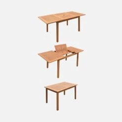 Table De Jardin Extensible Bois , 6 Chaises Couleur : Bois / Terra Cotta -Sweeek EC180R6TC 03
