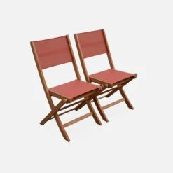 Table De Jardin Extensible Bois , 6 Chaises Couleur : Bois / Terra Cotta -Sweeek EC180R6TC 05