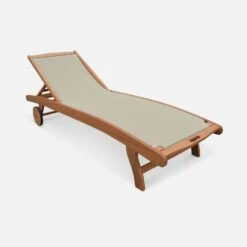 Bain De Soleil Bois Multi Positions Avec Roulettes (lot De 2) Couleur : Naturel / Gris Taupe -Sweeek ECLOUNGETXGYX2 04