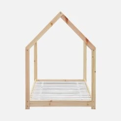 Lit Cabane Enfant 90 X 190 Cm En Pin Naturel, Sommier Inclus Couleur : Naturel -Sweeek IBEDHOUSENAT 02