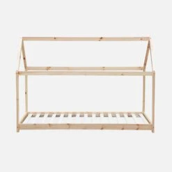 Lit Cabane Enfant 90 X 190 Cm En Pin Naturel, Sommier Inclus Couleur : Naturel -Sweeek IBEDHOUSENAT 03