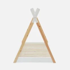 Lit Tipi Enfant 90 X 190 Cm En Pin Naturel, Sommier Inclus Couleur : Blanc -Sweeek IBEDTIPIWH 02