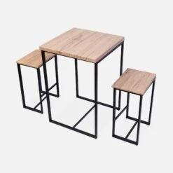 Set Table Haute Avec 2 Tabourets De Bar Couleur : Noir -Sweeek IDS60R2 01