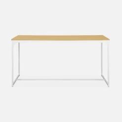 Table à Manger Métal Et Effet Bois 4 Places Couleur : Blanc -Sweeek ILFDT150WH 02