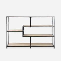 Etagère Bibliothèque Industrielle Métal Et Effet Bois 5 Niveaux -Sweeek ILFSHELF78BN 02