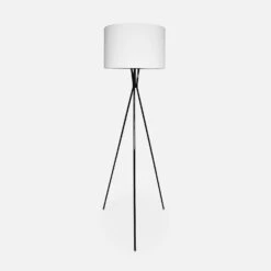 Lampadaire Filaire D'intérieur Tripode H 152cm Couleur : Blanc -Sweeek ILUMLAR150BKWH 01
