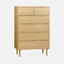 Commode Effet Bois 6 Tiroirs Couleur : Bois -Sweeek IMKCHEST6DWD 01