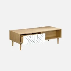 Table Basse Effet Bois Naturel Couleur : Blanc -Sweeek IMKCOFTABLEWH 02