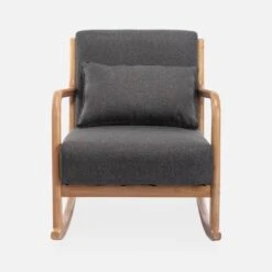 Rocking Chair Scandinave Bois Et Tissu Couleur : Gris Foncé -Sweeek IRACSCADKGY 02