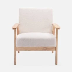 Fauteuil Scandinave Bouclettes Et Bois D'hévéa -Sweeek ISKACLS1BOUCL 02