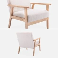 Fauteuil Scandinave Bouclettes Et Bois D'hévéa -Sweeek ISKACLS1BOUCL 03