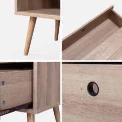 Meuble TV Scandinave Effet Bois 2 Espaces De Rangement 120 Cm -Sweeek ISNTVS120NAT 04