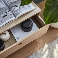 Meuble TV Scandinave Effet Bois 2 Espaces De Rangement 120 Cm -Sweeek ISNTVS120NAT 06