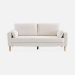 Canapé 3 Places Tissu Bouclette, Pieds Bois -Sweeek ISOF3BOUCL 02