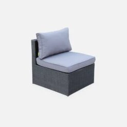 Salon De Jardin Résine Tressée 5 Places Couleur : Noir / Gris -Sweeek LCA007BLACKGY 03