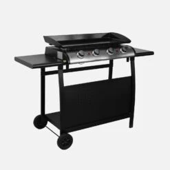 Plancha Gaz 4 Brûleurs Inox 10kW Avec Chariot -Sweeek PH1004TROLLEY 01