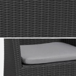 Fauteuil De Jardin Imitation Rotin Couleur : Graphite / Gris -Sweeek PLK10857BKGY 02