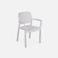 Chaise De Jardin Empilable Résine Plastique (lot De 2) Couleur : Blanc -Sweeek PLKSARMX2WH 02