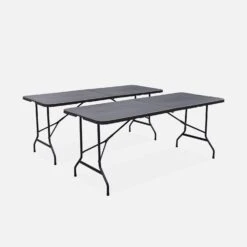 Tables De Réception Pliable Plastique (lot De 2) Couleur : Gris Foncé -Sweeek RECPL180X70X2DG 01