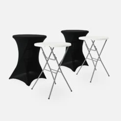Table Mange Debout Pliable Avec Housse De Protection (lot De 2) Couleur : Noir -Sweeek RECPL80X2BKCOV 01