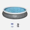 Piscine Gonflable Autoportée Ronde Avec Pompe Et Filtre , ∅4,5m -Sweeek SPBW450WK 04