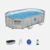 Piscine Hors Sol Tubulaire Ovale Avec Pompe, échelle, Bâche Et Diffuseur 5x3m -Sweeek SPBW5X3ST 05
