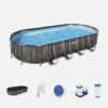 Piscine Hors Sol Tubulaire Géante Avec Pompe, échelle, Bâche Et Diffuseur -Sweeek SPBW7X3OVWD 05