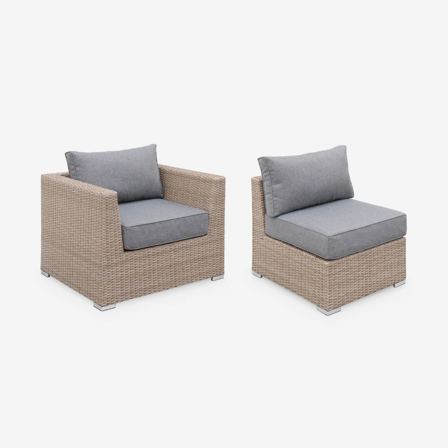 Salon De Jardin Résine Tressée Arrondie 5 Places Couleur : Naturel / Gris Foncé 6 Salon De Jardin Résine Tressée Arrondie 5 Places Couleur : Naturel / Gris Foncé – Image 4