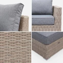 Salon De Jardin Résine Tressée Arrondie 5 Places Couleur : Naturel / Gris Foncé 15 Salon De Jardin Résine Tressée Arrondie 5 Places Couleur : Naturel / Gris Foncé -Sweeek WKVS007NATGY 05