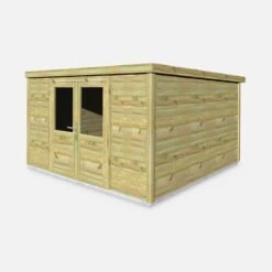 Abri De Jardin Bois 13m², Sapin Du Nord Traité Autoclave Ep.27mm -Sweeek WSAF33X33NAT 03