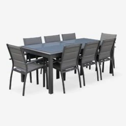 Table De Jardin Extensible Aluminium, 8 Chaises Couleur : Anthracite -Sweeek XTP300R8CO 02