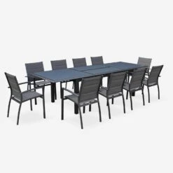 Table De Jardin Extensible Aluminium, 8 Chaises Couleur : Anthracite -Sweeek XTP300R8CO 03