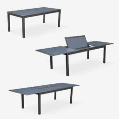 Table De Jardin Extensible Aluminium, 8 Chaises Couleur : Anthracite -Sweeek XTP300R8CO 04