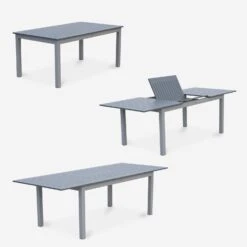 Table De Jardin Extensible Aluminium, 8 Chaises Couleur : Gris / Gris Foncé -Sweeek XTSAF245R8AT 04
