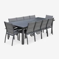 Table De Jardin Extensible Aluminium, 10 Chaises -Sweeek XTSAF335R10CO 02