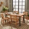 Table Intérieur / Extérieur Bois Et Métal + 4 Chaises En Cannage Et Bois -Sweeek ac150kdatr4can 4e7b5fa96aa48c3768f058bd45937052