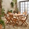 Table De Jardin Pliable Bois Ovale, 6 Chaises -Sweeek ac150o6 779e14d5bb421a7cd184ddb18ca38760