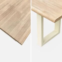 Banc 3 Places Acacia Brossé Clair, Structure Acier (lot De 2) Couleur : Ivoire -Sweeek ac180benchivose 1c5445d93fb9f17e6118a933968d5ba5