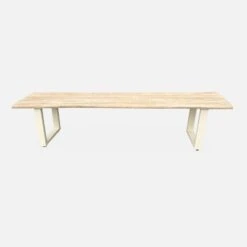 Banc 3 Places Acacia Brossé Clair, Structure Acier (lot De 2) Couleur : Ivoire -Sweeek ac180benchivose 7d7fcfde1a8152d8e0b6737a3ae508b0