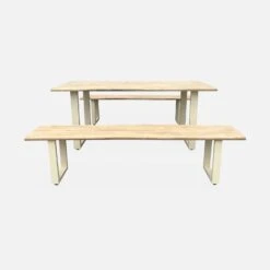 Table De Jardin 6 Places En Bois Avec Bancs Couleur : Ivoire -Sweeek ac180setivose 20f3fdf4270c6a59dfe9414e5dfd8eb8