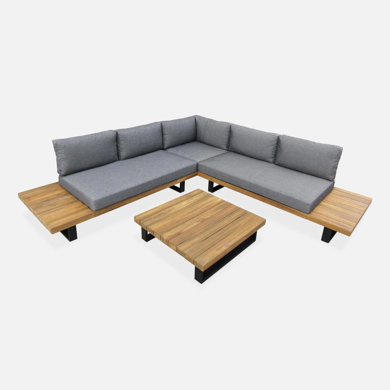 Salon De Jardin Bois Et Aluminium 5 Places Couleur : Gris 3 Salon De Jardin Bois Et Aluminium 5 Places Couleur : Gris