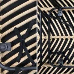 Table à Manger Bois Et Métal, 190cm + 2 Fauteuils Et 4 Chaises En Rotin Naturel -Sweeek ackd190wr6bk 4d2f50ab9c7f1b425e5720fdaced8568