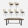 Table à Manger Bois Et Métal, 190cm + 2 Fauteuils Et 4 Chaises En Rotin Naturel -Sweeek ackd190wr6bk 6a47acb3e3f34feecb9970f5bb9e6a7a