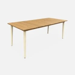 Table De Jardin Bois Et Métal + 6 Chaises En Cannage Et Bois Couleur : Ivoire -Sweeek ackd200r6civo 886898b2218e639e1f6567104c7a84fe